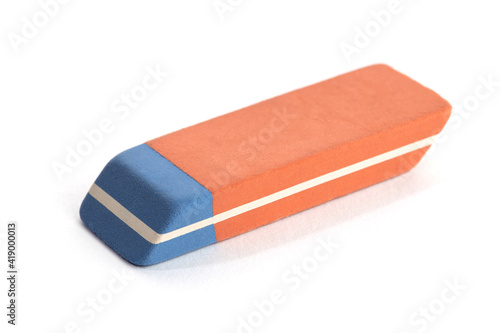Pen Ink Eraser Isolated on White Background. Erasing concept. Copy space