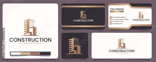 construction logo , office , company , apartment , real estate ,logo design with business card