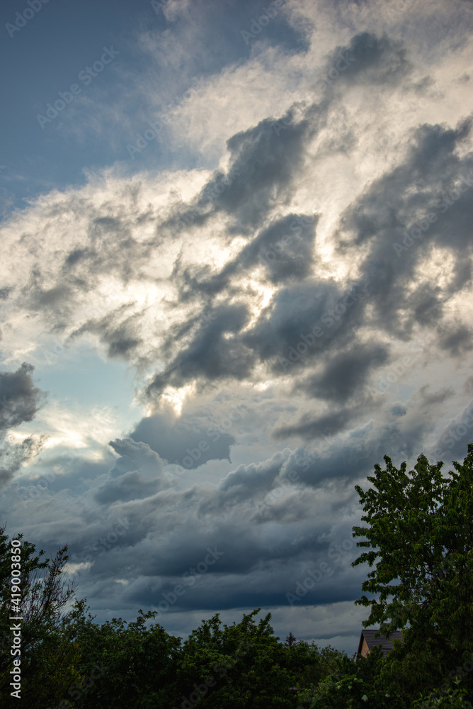 Rain clouds in the evening sky