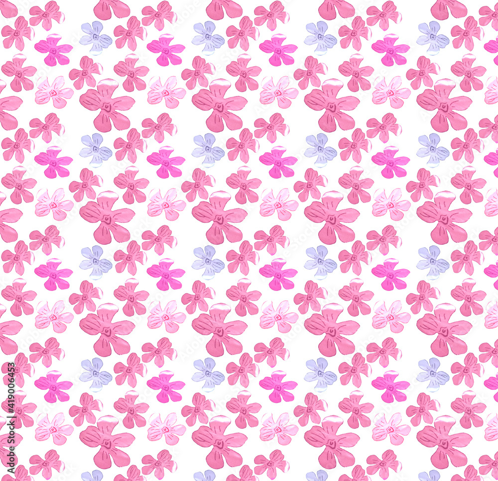 Collection of different sizes and colors flowers. Pattern with flowers. 