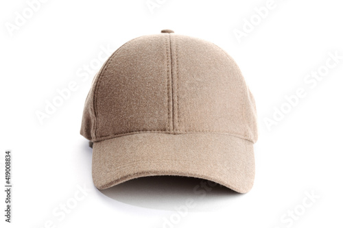 Photography Brown baseball cap isolated on white background