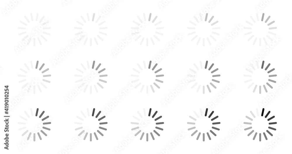 Vector large set loading and buffering icons. Vector large set loading and buffering icons.