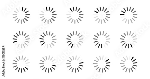 Vector large set loading and buffering icons.