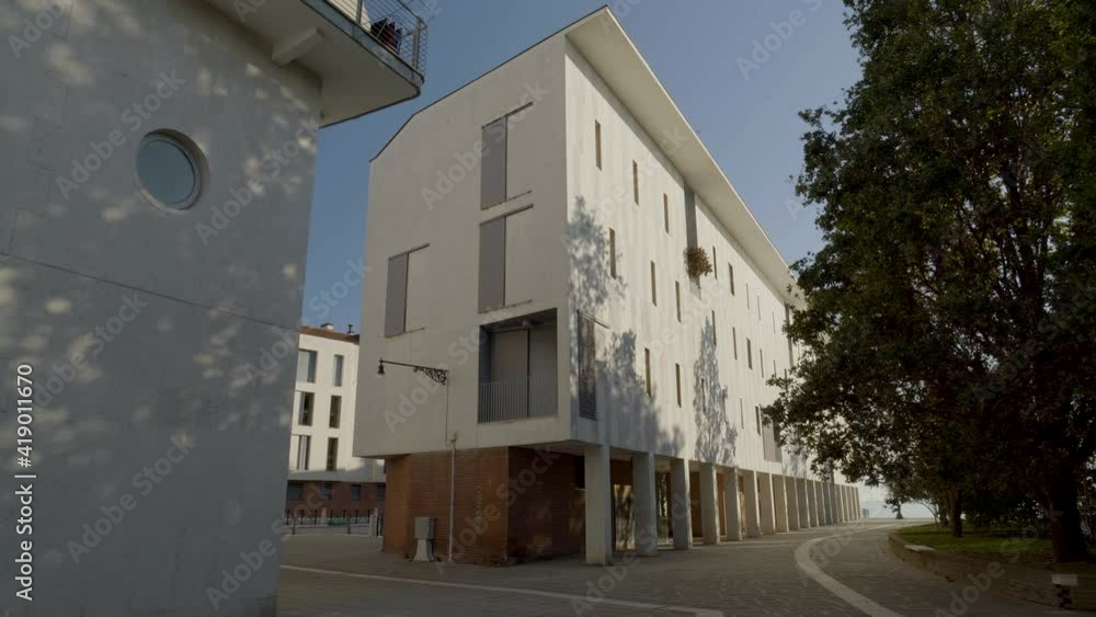 Walking point of view, buildings on island of Giudecca. Walking point of view, buildings on island of Giudecca.
