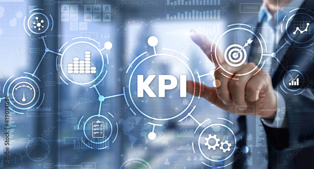 Obraz premium KPI Key Performance Indicator Business Internet Technology Concept on Virtual Screen