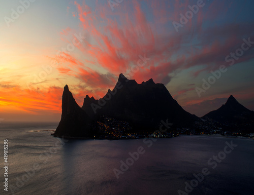Coastal town on the mountain surrounded by the ocean in Cape Peninsula, South Africa
