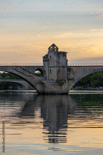 Pont Saint Benezet, Pont d Avignon over the rhone river in the Provence in France, Europe