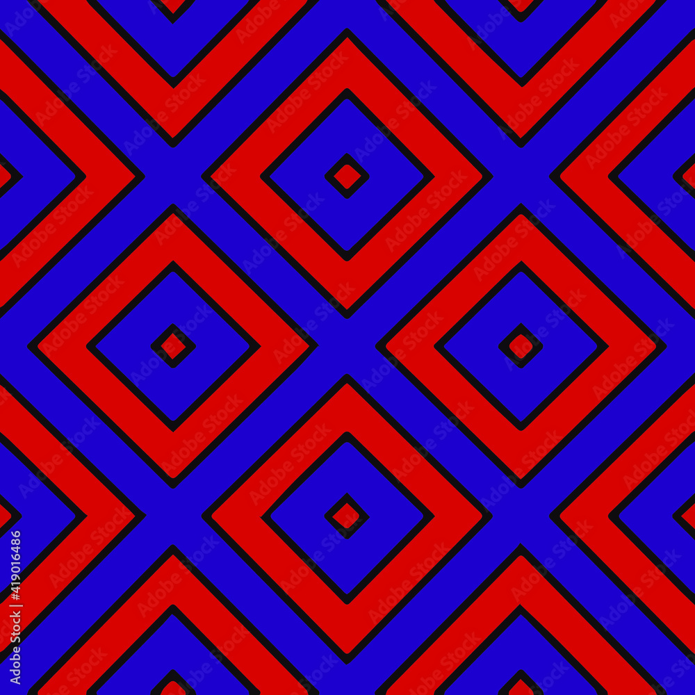 Seamless pattern with symmetric geometric ornament.
Seamless pattern with symmetric geometric ornament.