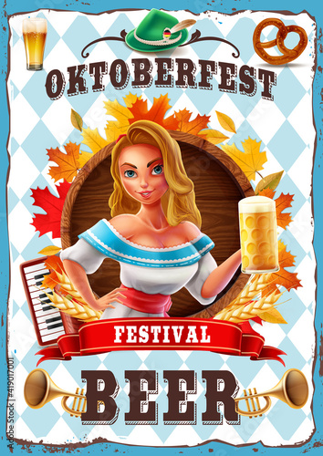 banner for beer fest with blonde girl
