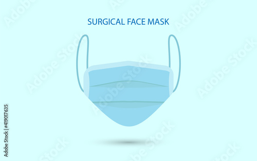 Surgical face mask. Blue medical protective masks front view isolated on blue. Corona virus mask with shield from covid 19 virus concept vector illustration eps 10, easy to modify. 