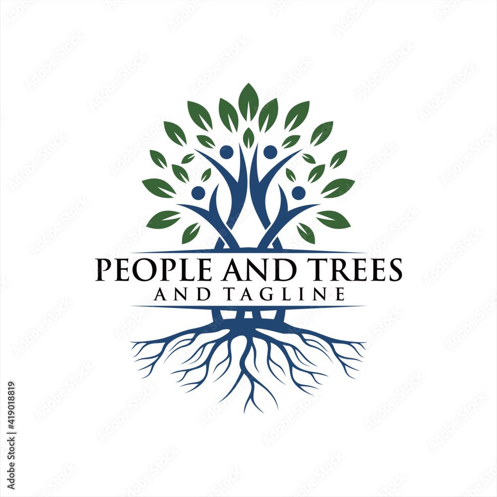 Human Tree Creative Concept Logo Design Template, People Tree Vector ...