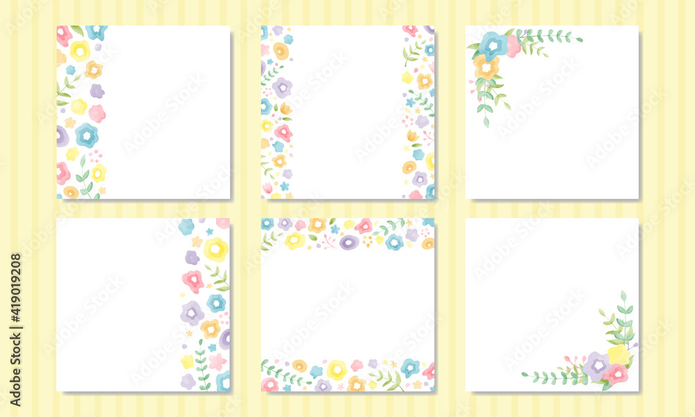 水彩の花のミニカードセット/ Watercolor Flower Mini Card Set