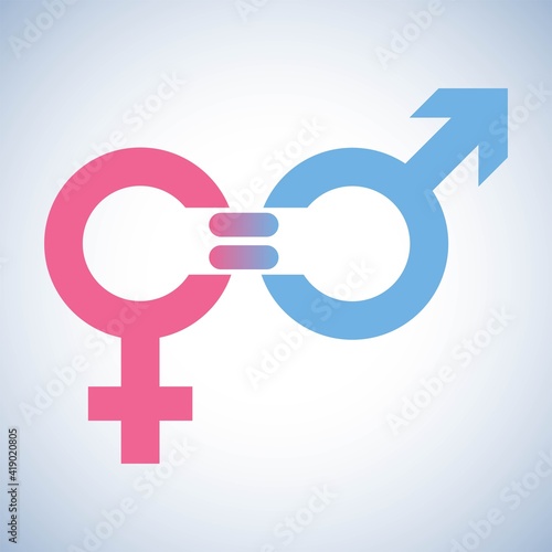 Gender equality icon -  male and female equal concept