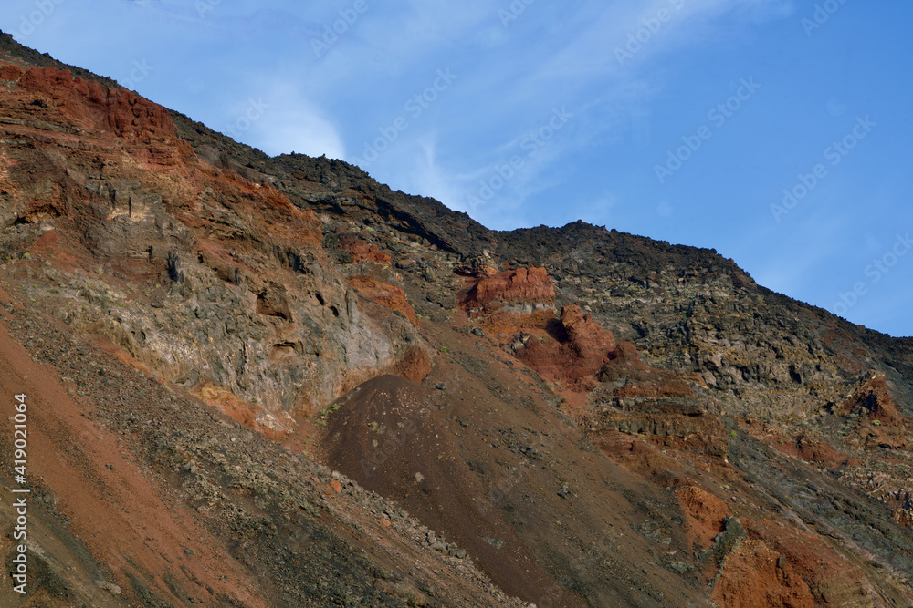 Fototapeta premium Lava mountain of La Palma under a blue sky