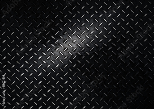 Billede på lærred Vintage background of metal diamond plate in a dark gray color