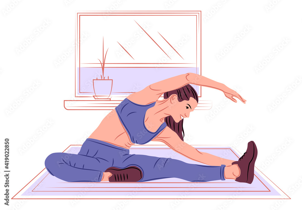 Obraz premium Vector yoga in shadow of sharp lines style
