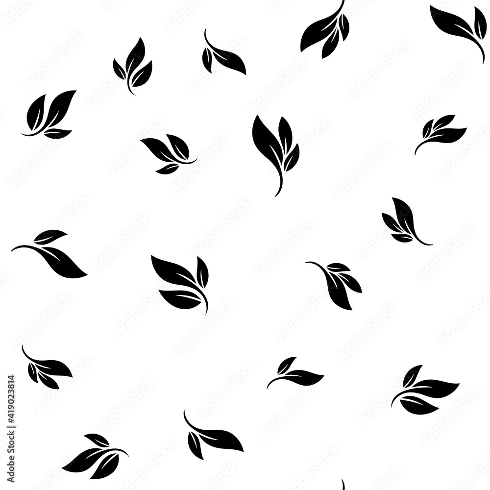 Leaves seamless pattern. Nature texture background. Leaf vector icon.