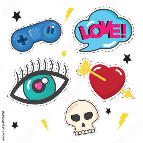 retro years patches trendy icons