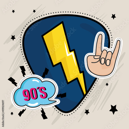 nineties old patches set icons