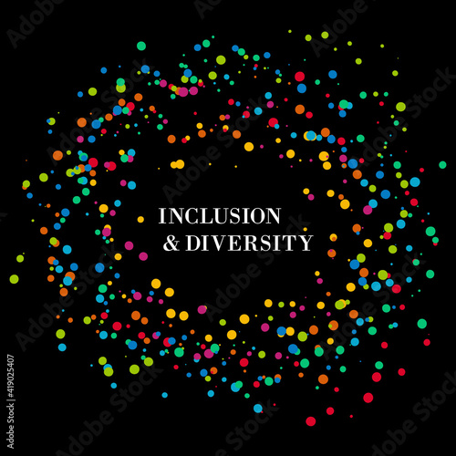 Inclusion and diversity infographic vector set, multi color dots represent inclusion and diversity social