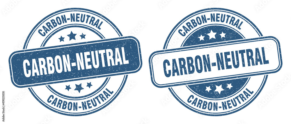 carbon-neutral stamp. carbon-neutral label. round grunge sign