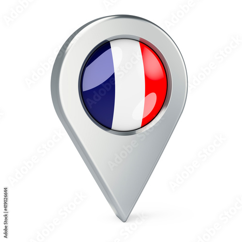 Free Download Map pointer with flag of France, 3D rendering - GFXLoad