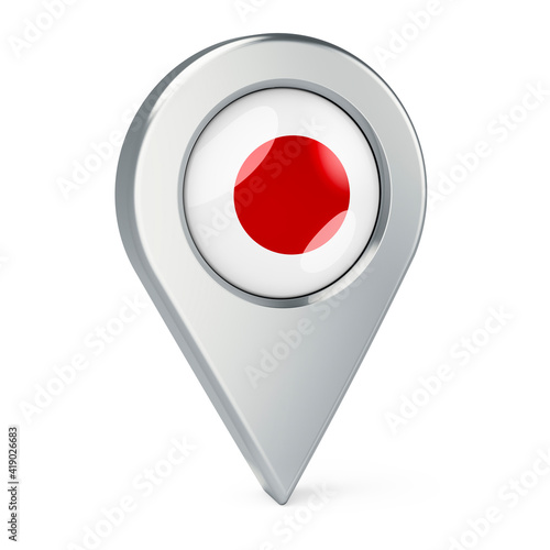 Free Download Map pointer with flag of Japan, 3D rendering - GFXLoad