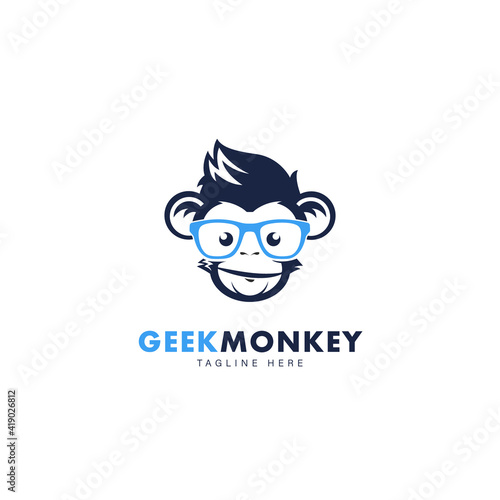 Geek Monkey Logo Symbol Design Template Flat Style Vector