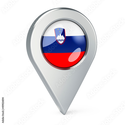 Free Download Map pointer with flag of Slovenia, 3D rendering - GFXLoad