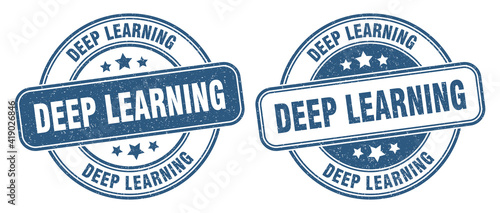 deep learning stamp. deep learning label. round grunge sign