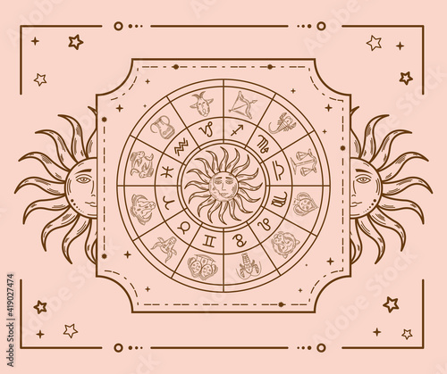 zodiac astrology symbol in frame