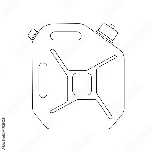 Gasoline canister linear icon. Fuel jerrycan outline sign. Petrol container symbol. Vector illustration.