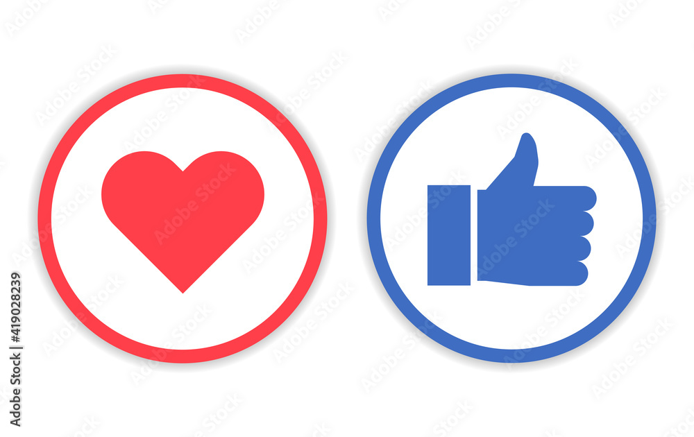 Design Like And Love Icon With Circle Line Vector Design Like And Love Icon With Circle Line Vector