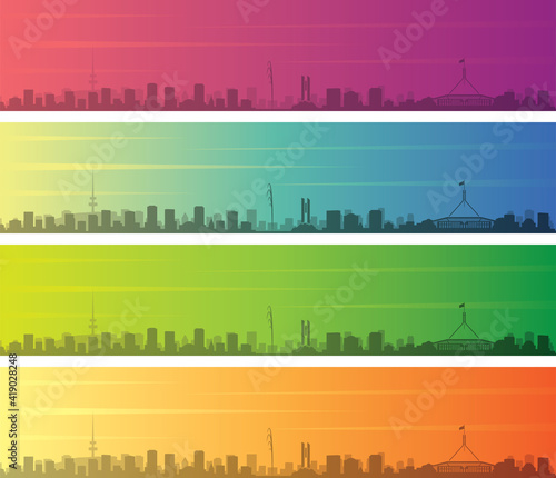 Canberra Multiple Color Gradient Skyline Banner