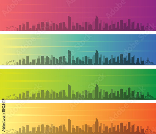 Gold Coast Multiple Color Gradient Skyline Banner
