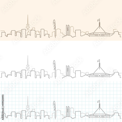 Canberra Hand Drawn Profile Skyline