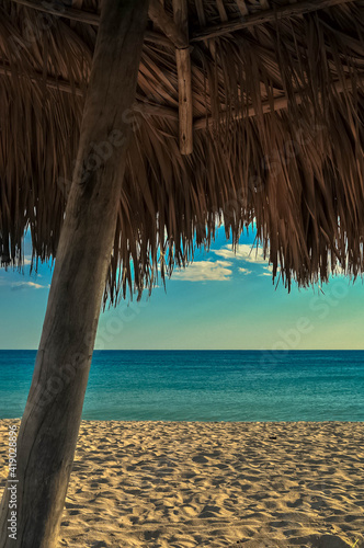 Fototapeta Naklejka Na Ścianę i Meble -  tropical paradise beach with palm trees