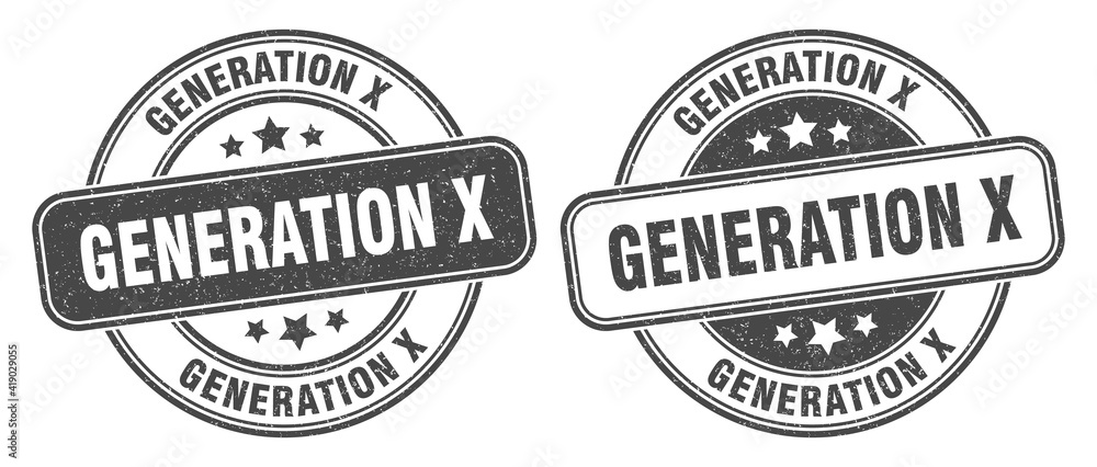 generation x stamp. generation x label. round grunge sign