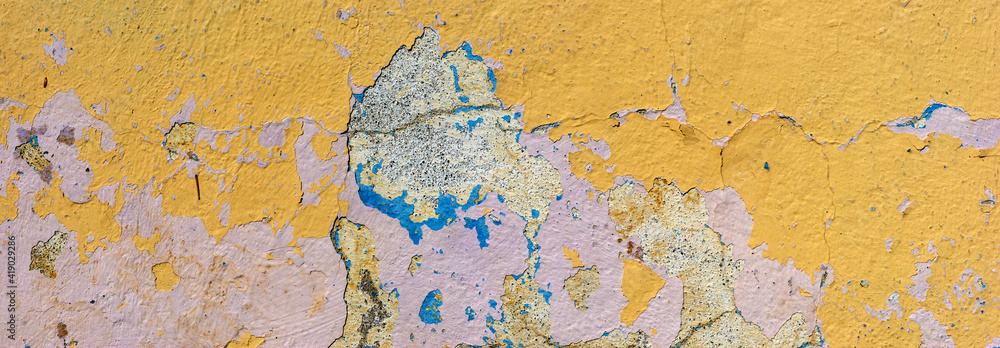 aged yellow wall surface. macro work