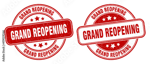 grand reopening stamp. grand reopening label. round grunge sign