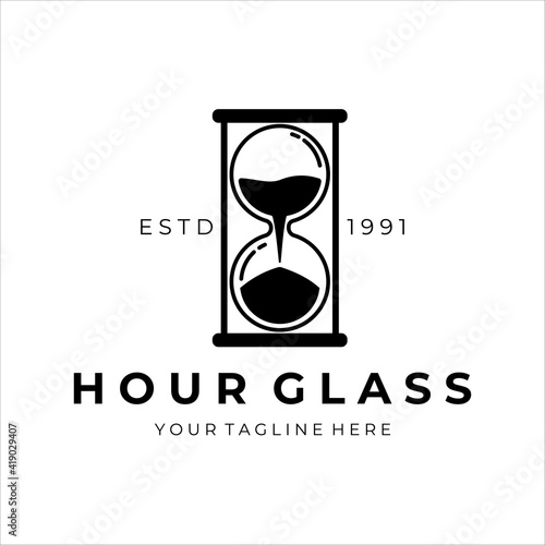 hourglass vintage logo vector illustration design