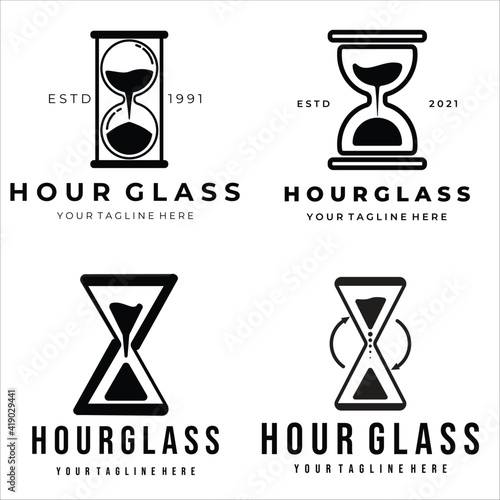 set of hourglass vintage logo vector illustration design
