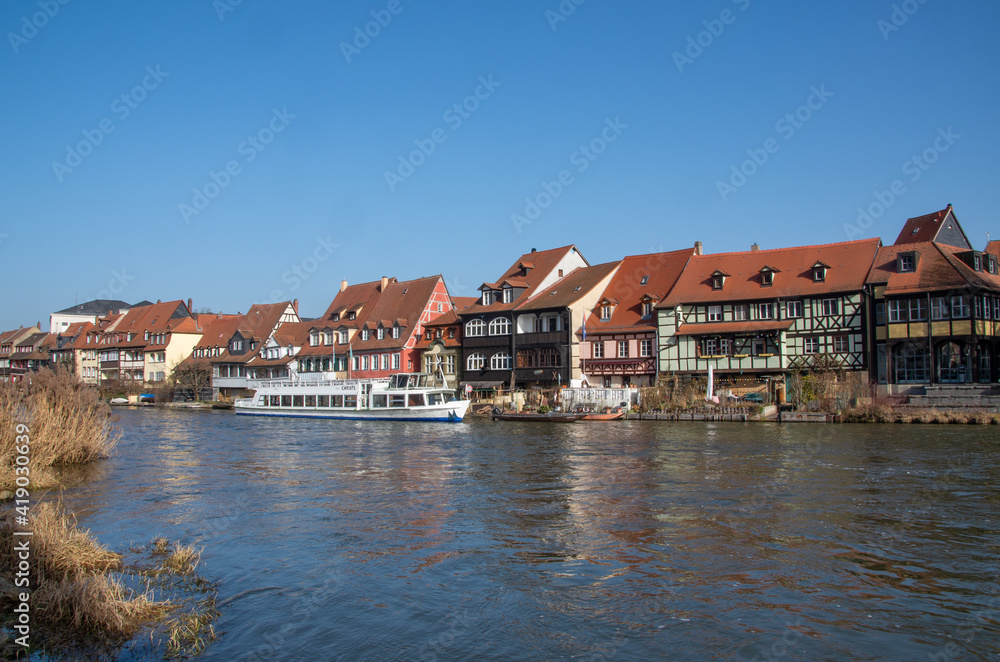 Bamberg, 25.2.2021. View of Little Venice on a sunny day in February