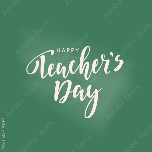 Happy Teachers day - unique handdrawn typography poster. Vector art