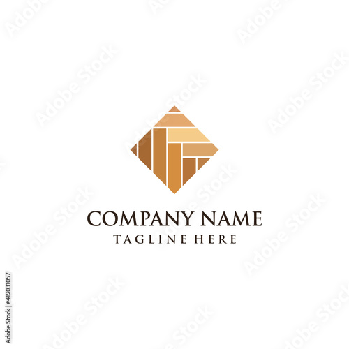 Wood parquet flooring vinyl hardwood granite tile logo template Premium Vector