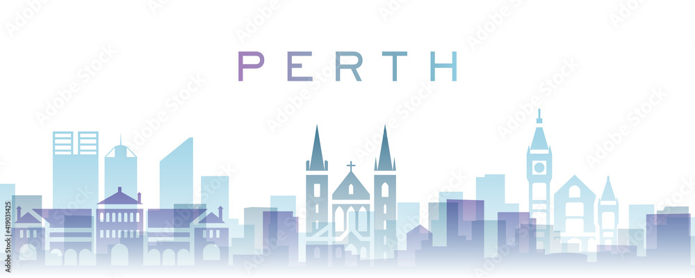 Perth Transparent Layers Gradient Landmarks Skyline