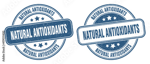 natural antioxidants stamp. natural antioxidants label. round grunge sign