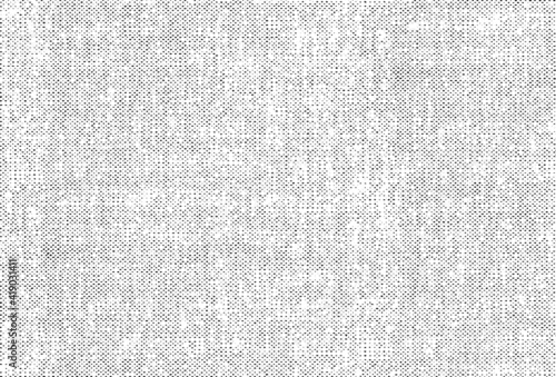 Vector fabric texture. Distressed texture of weaving fabric. Grunge background. Abstract halftone vector illustration. Overlay to create interesting effect and depth. Black isolated on white. EPS10.