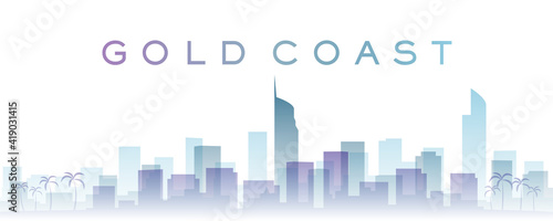 Gold Coast Transparent Layers Gradient Landmarks Skyline
