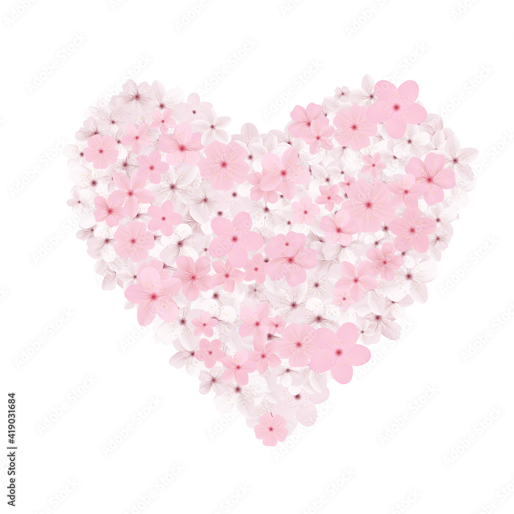 Sakura flower heart, cherry flowers
